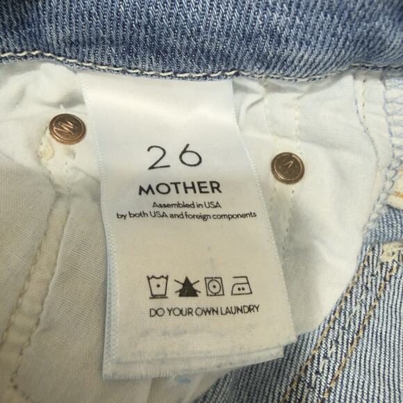 Mother Women’s High‑Waisted Looker Crop Jeans Size 26 Chatterbox Knee Rips - Picture 10 of 14